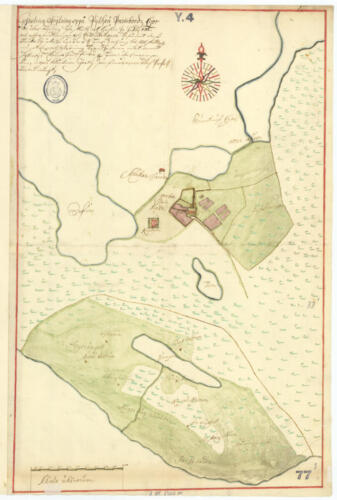 Jonas Geddas karta över Prästbordet i Piteå socken 1686. 